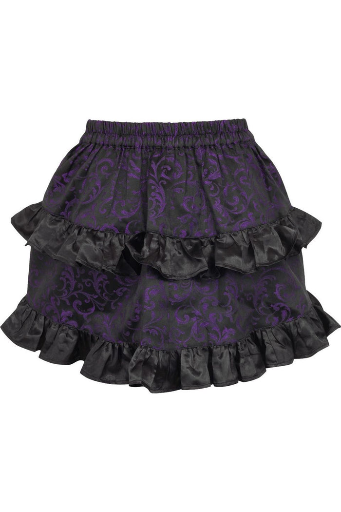 Daisy Beachwear Purple/Black Brocade Ruched Bustle Skirt