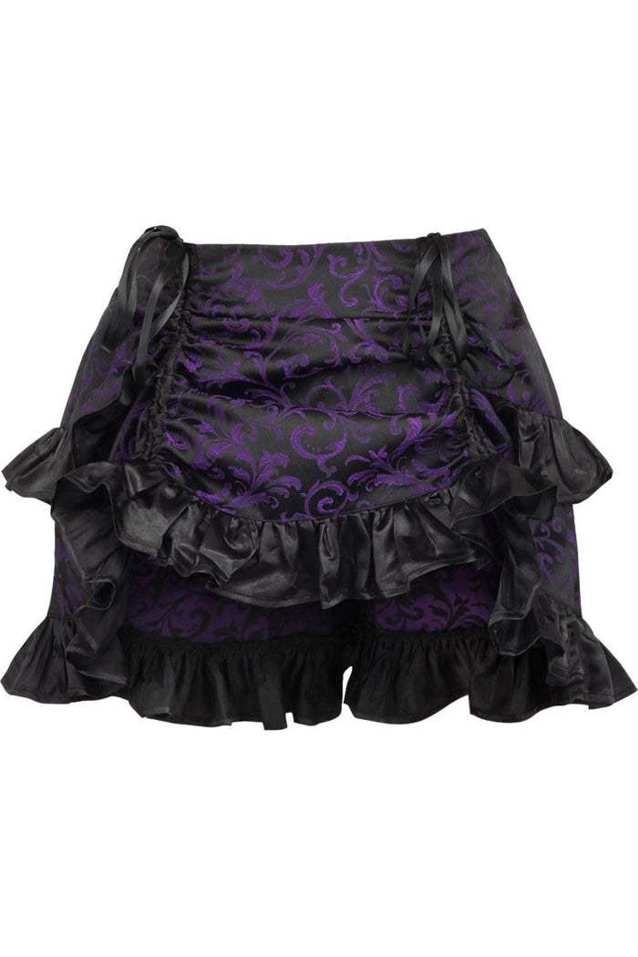 daisy beachwear Purple/Black Brocade Ruched Bustle Skirt