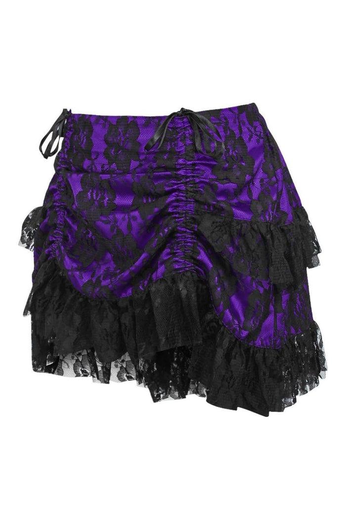 Daisy Beachwear Purple/Black Lace Ruched Bustle Skirt
