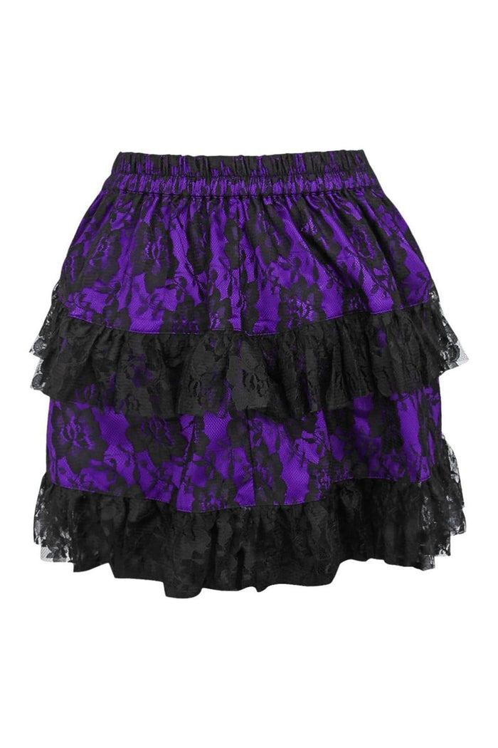 Daisy Beachwear Purple/Black Lace Ruched Bustle Skirt