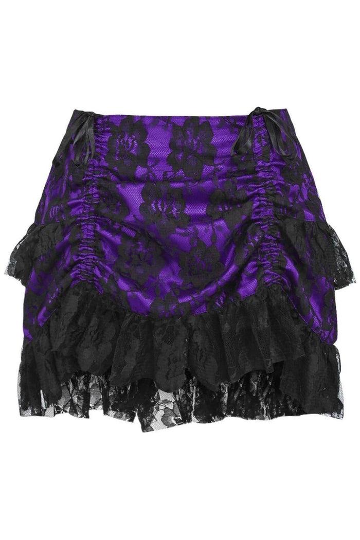 daisy beachwear Purple/Black Lace Ruched Bustle Skirt
