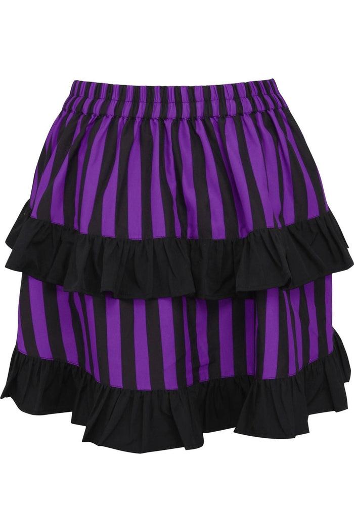Daisy Beachwear Purple/Black Striped Ruched Bustle Skirt