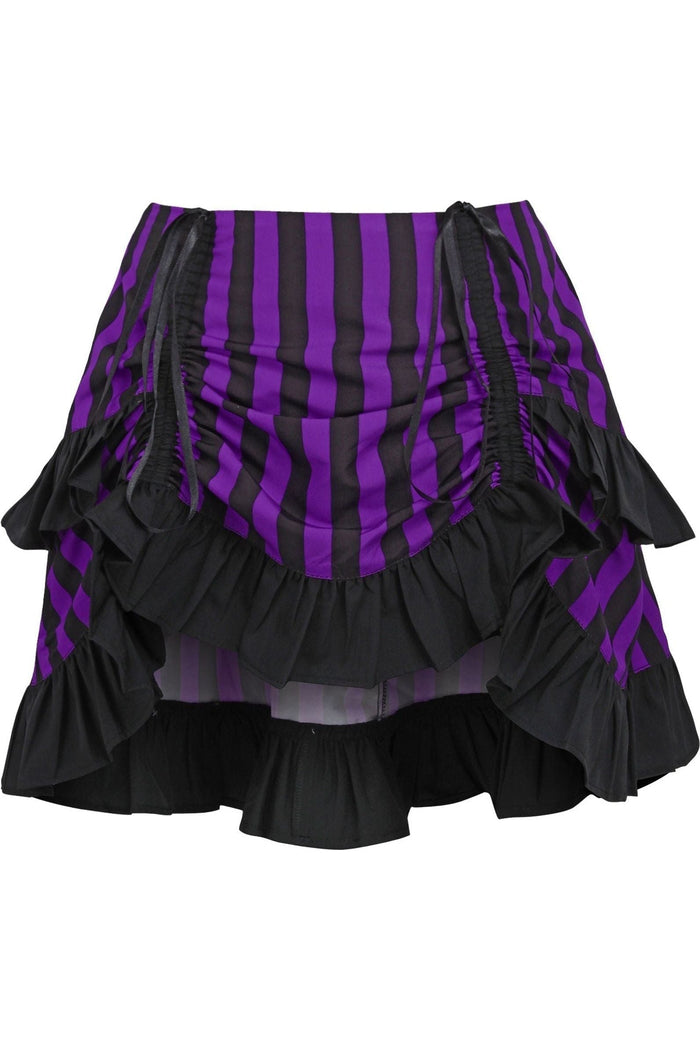 daisy beachwear Purple/Black Striped Ruched Bustle Skirt