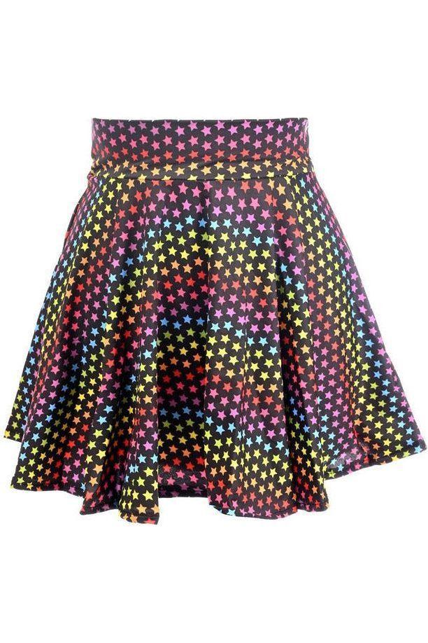 daisy beachwear Rainbow Stars Print Stretch Lycra Skirt