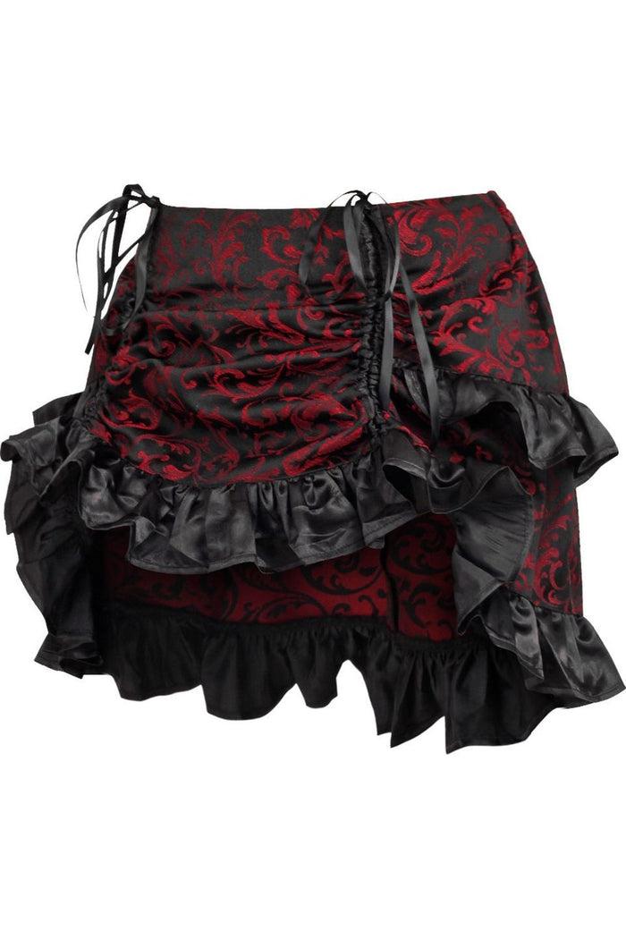 Daisy Beachwear Red/Black Brocade Ruched Bustle Skirt