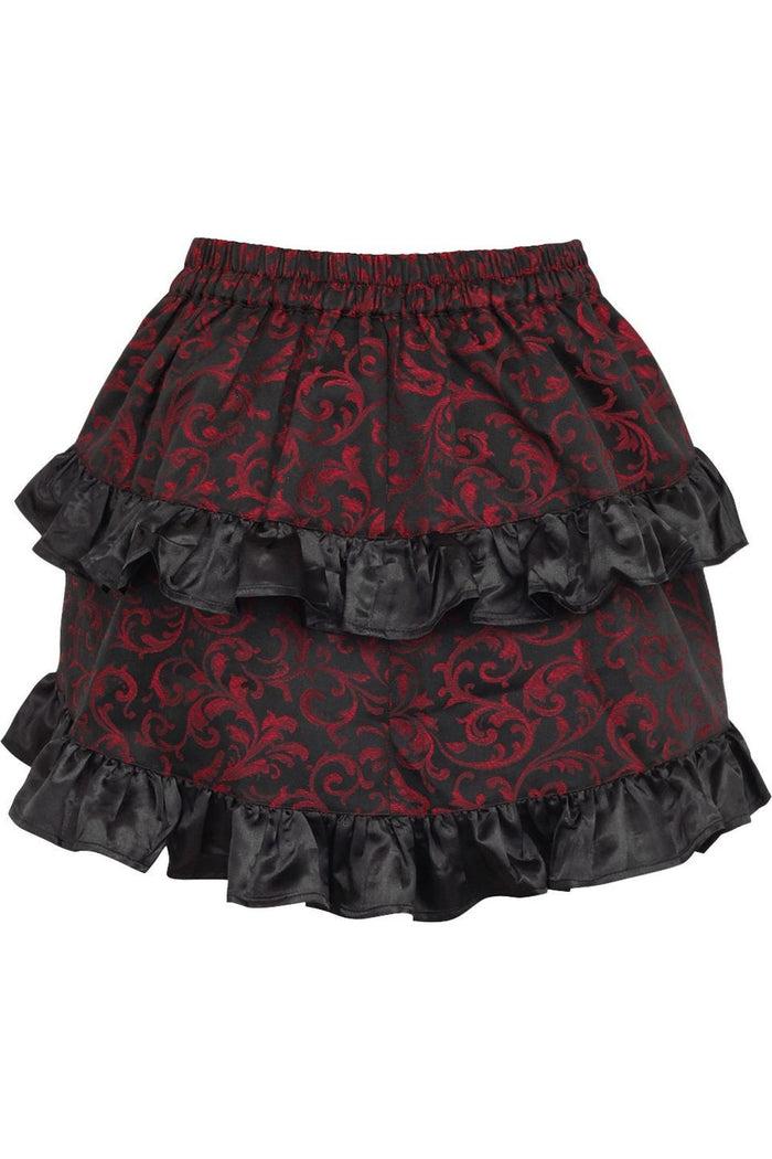 Daisy Beachwear Red/Black Brocade Ruched Bustle Skirt