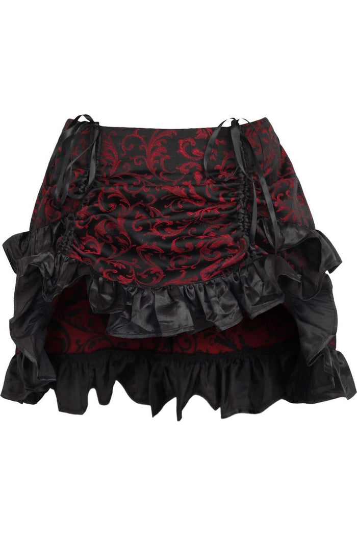 daisy beachwear Red/Black Brocade Ruched Bustle Skirt