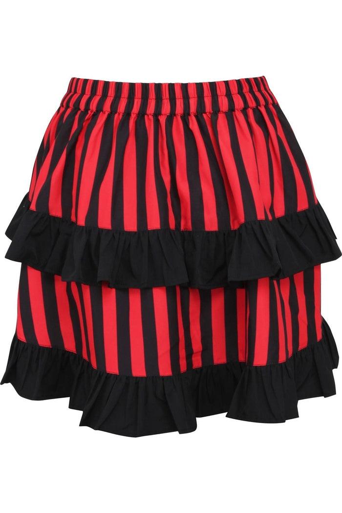 Daisy Beachwear Red/Black Striped Ruched Bustle Skirt