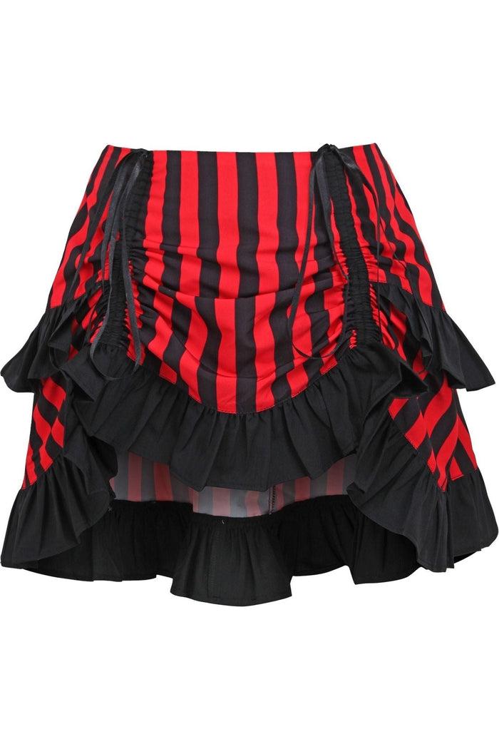 daisy beachwear Red/Black Striped Ruched Bustle Skirt