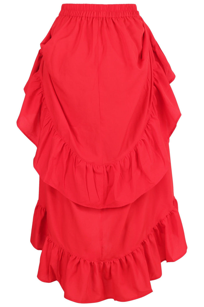 Daisy Beachwear Red Crepe Adjustable High Low Skirt