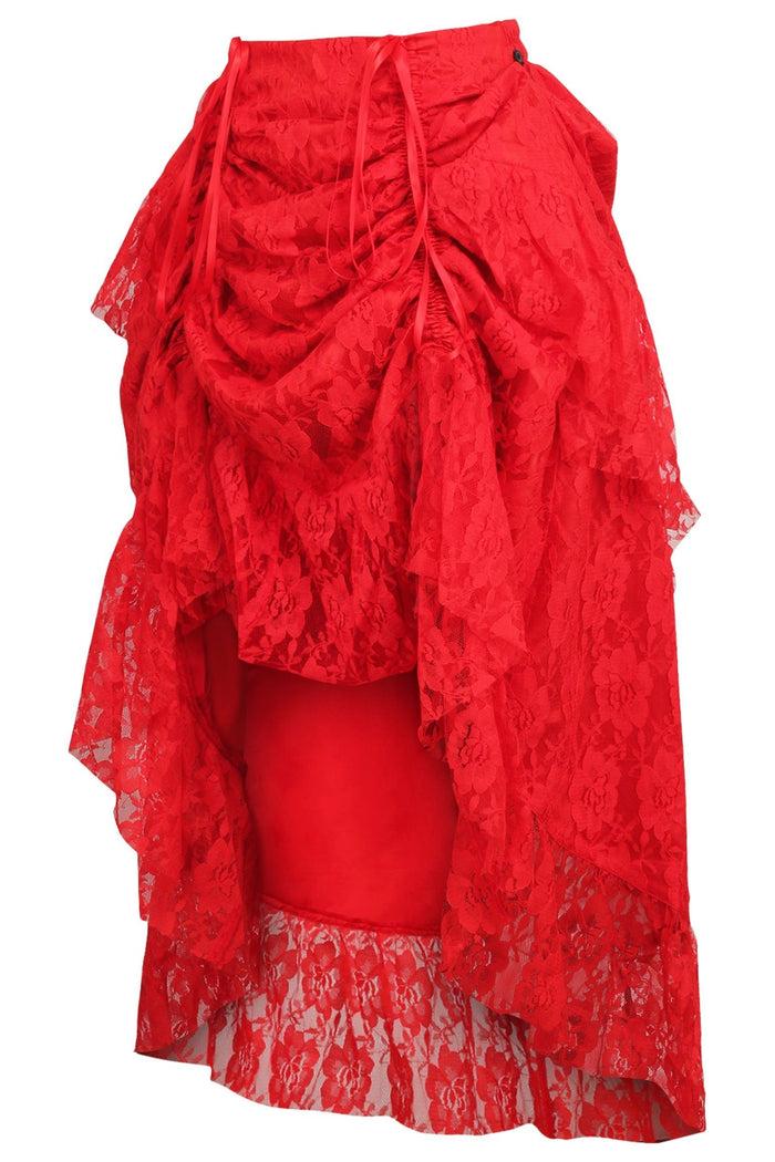 Daisy Beachwear Red Lace Adjustable High Low Bustle Skirt