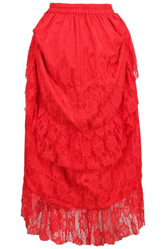 Daisy Beachwear Red Lace Adjustable High Low Bustle Skirt