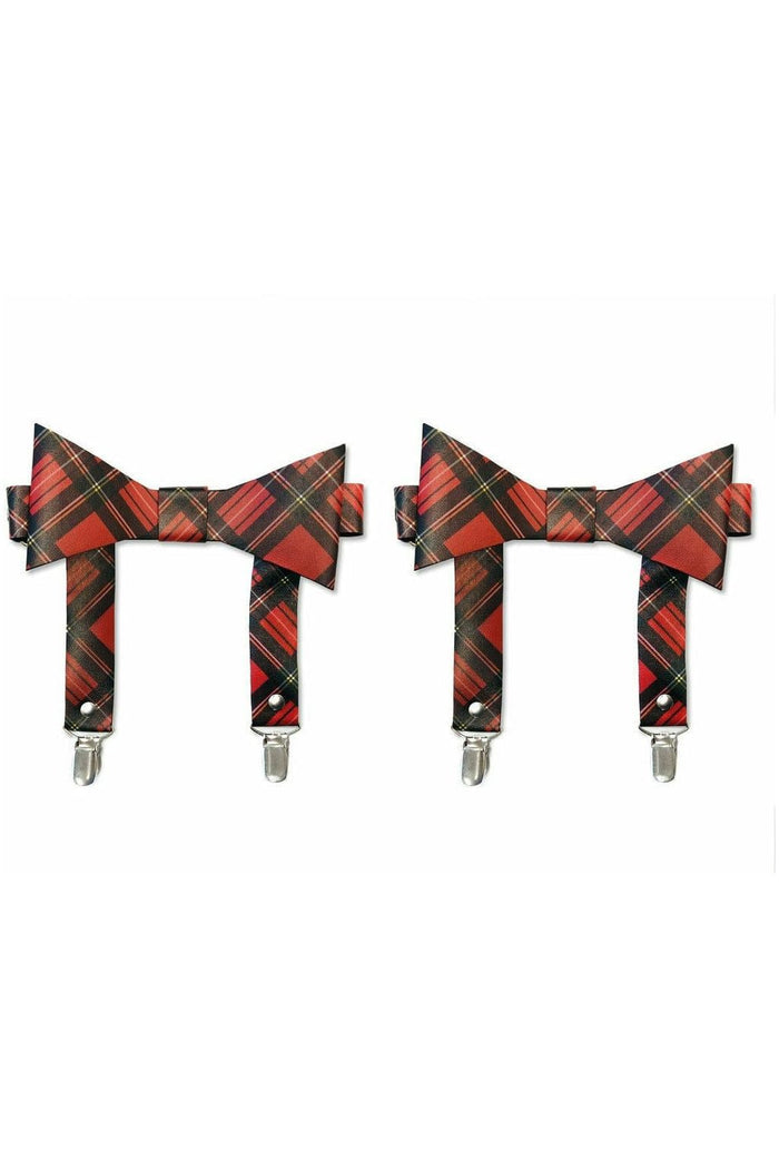 daisy beachwear Red Plaid Faux Leather Garters (set of 2)