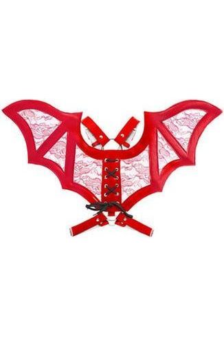 daisy beachwear Red/Red Faux Leather & Lace Wing Harness