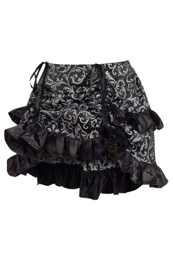 Daisy Beachwear Silver/Black Brocade Ruched Bustle Skirt