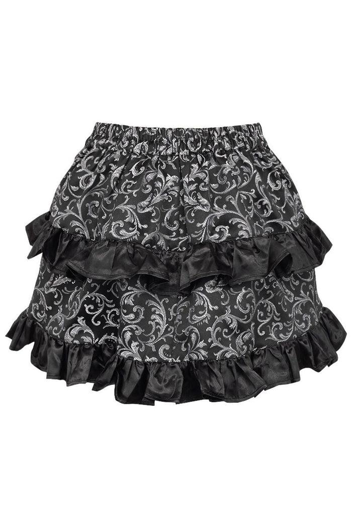 Daisy Beachwear Silver/Black Brocade Ruched Bustle Skirt