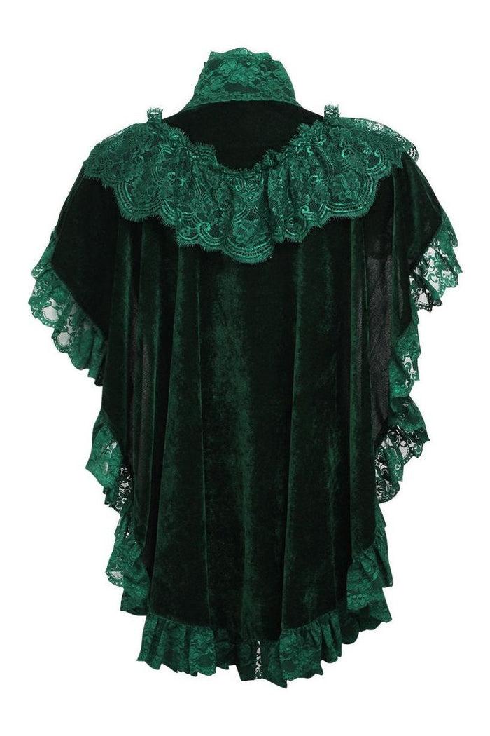 Daisy Beachwear Tapered Dark Green Velvet & Lace Capelet