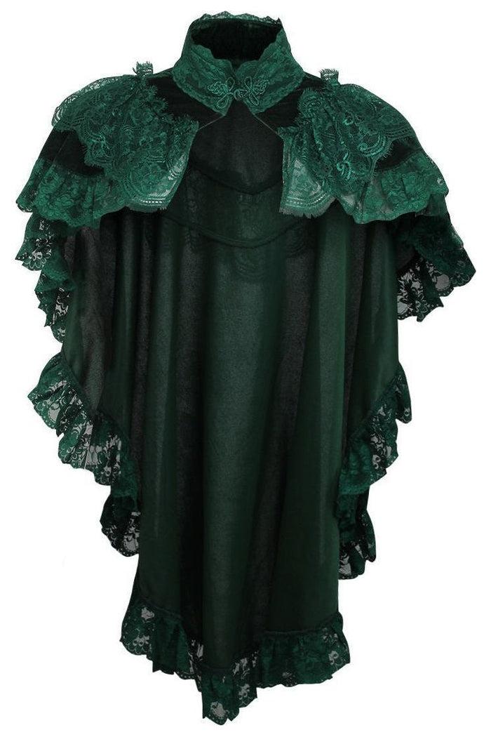 daisy beachwear Tapered Dark Green Velvet & Lace Capelet