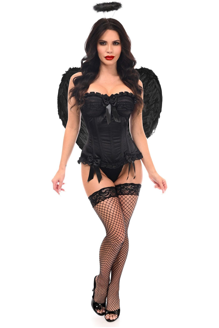 daisy beachwear Top Drawer 3 PC Black Burlesque Dark Angel Corset Costume