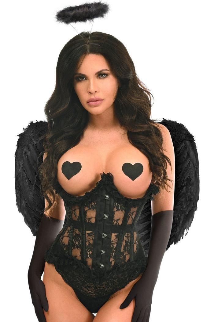 Daisy Beachwear Top Drawer 4 PC Black Lace Dark Angel Corset Costume