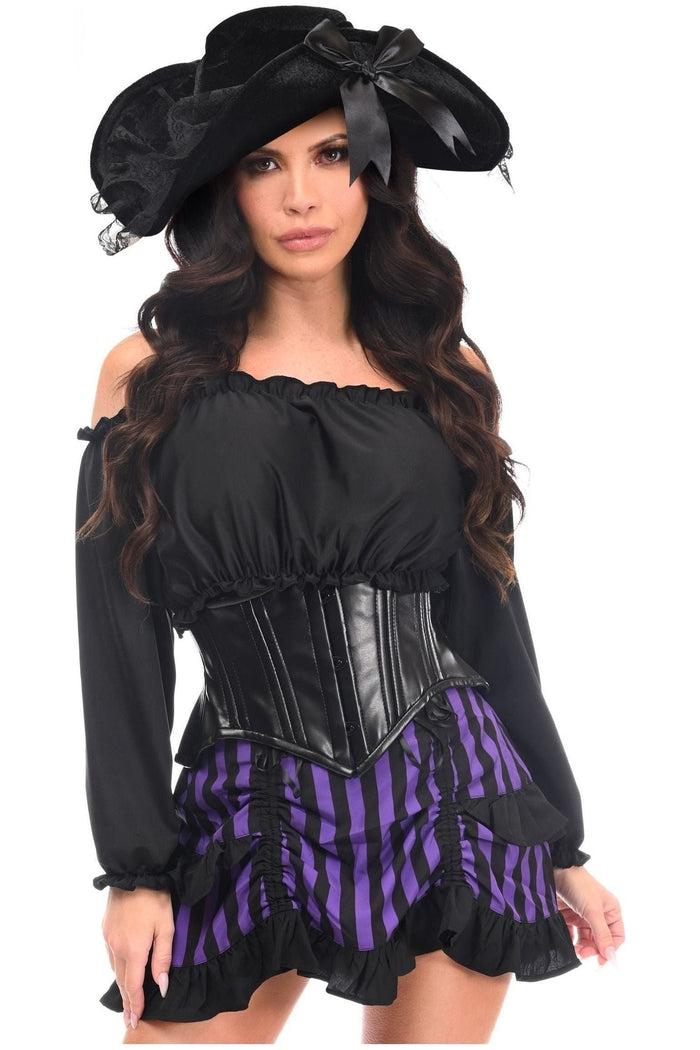 Daisy Beachwear Top Drawer 4 PC Black/Purple Striped Premium Pirate Corset Costume