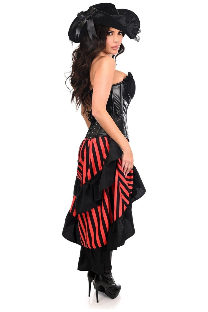 Daisy Beachwear Top Drawer 4 PC Black/Red Premium Pirate Corset Costume