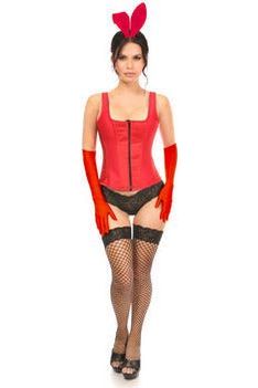 daisy beachwear Top Drawer 4 PC Classic Red Bunny Corset Costume