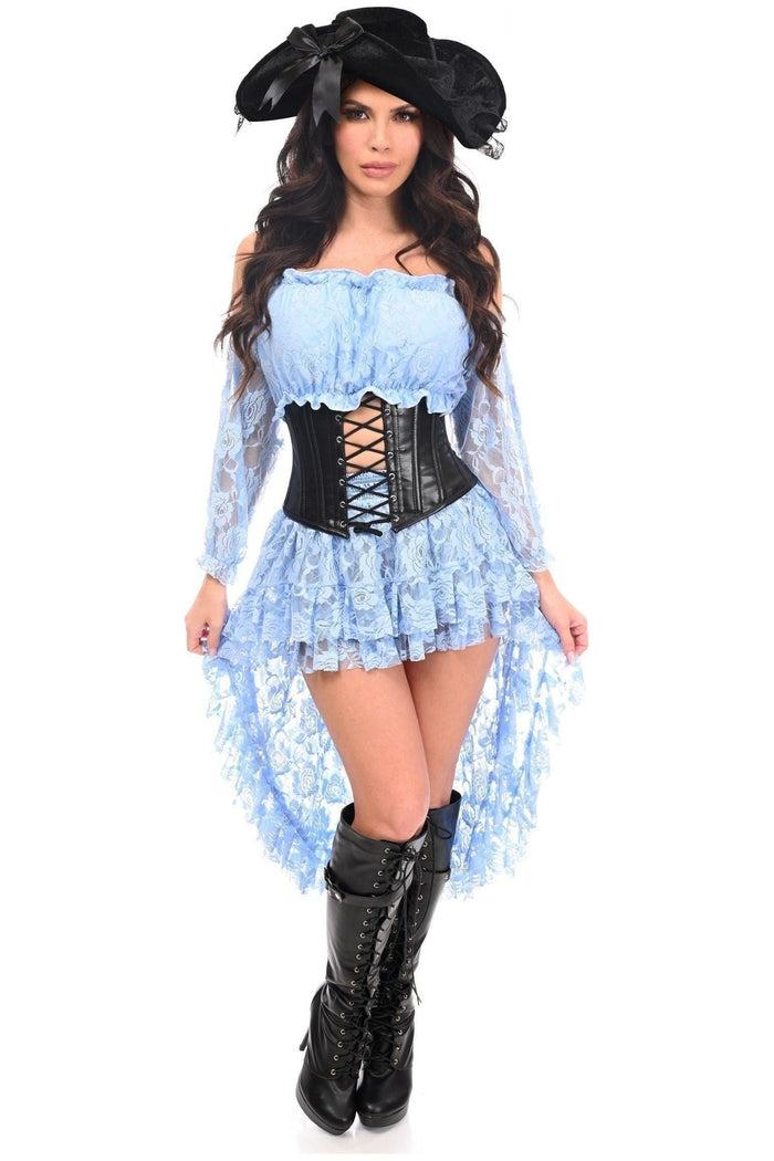 daisy beachwear Top Drawer 4 PC Lt Blue Premium Pirate Corset Costume