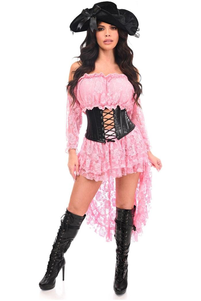 daisy beachwear Top Drawer 4 PC Lt Pink Premium Pirate Corset Costume