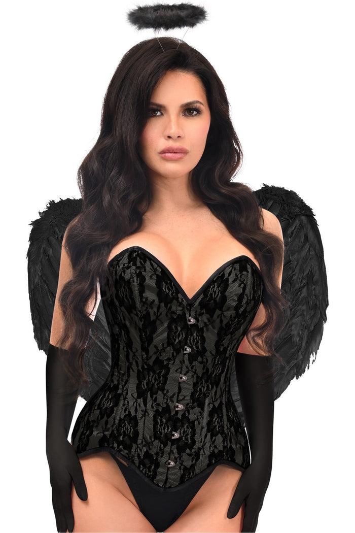 Daisy Beachwear Top Drawer 4 PC Premium Black Angel Corset Costume