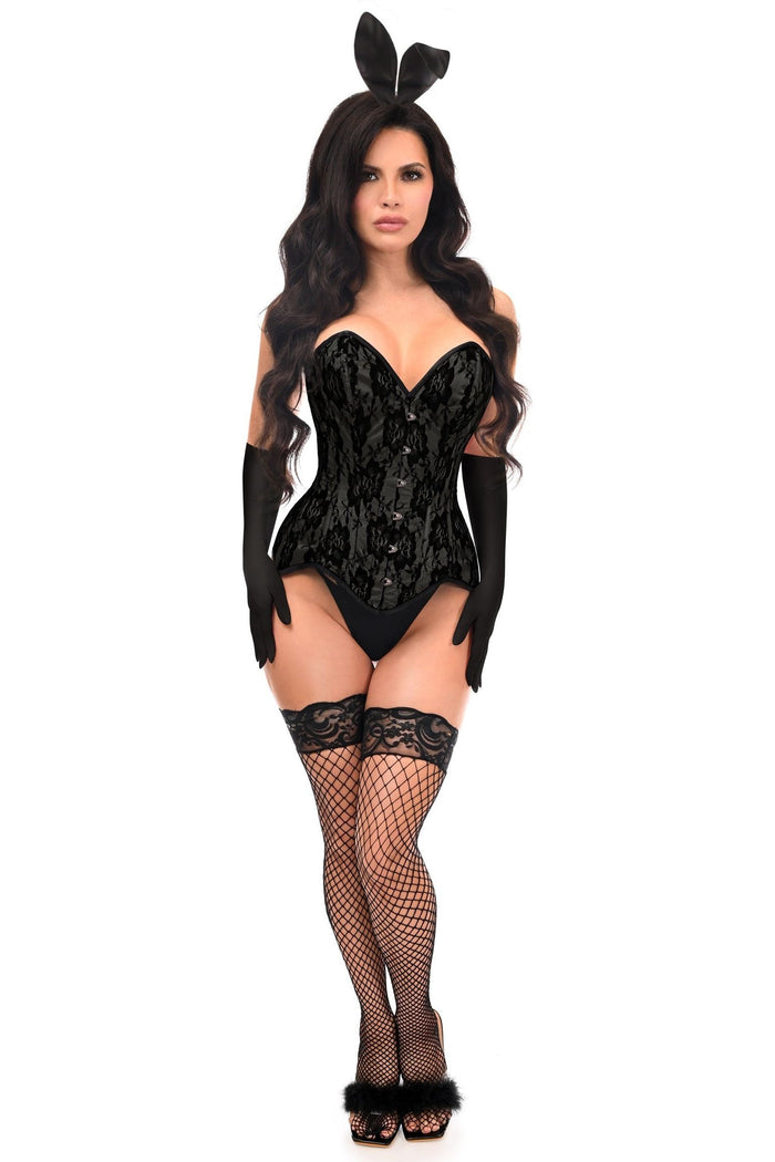 daisy beachwear Top Drawer 4 PC Premium Black Bunny Corset Costume