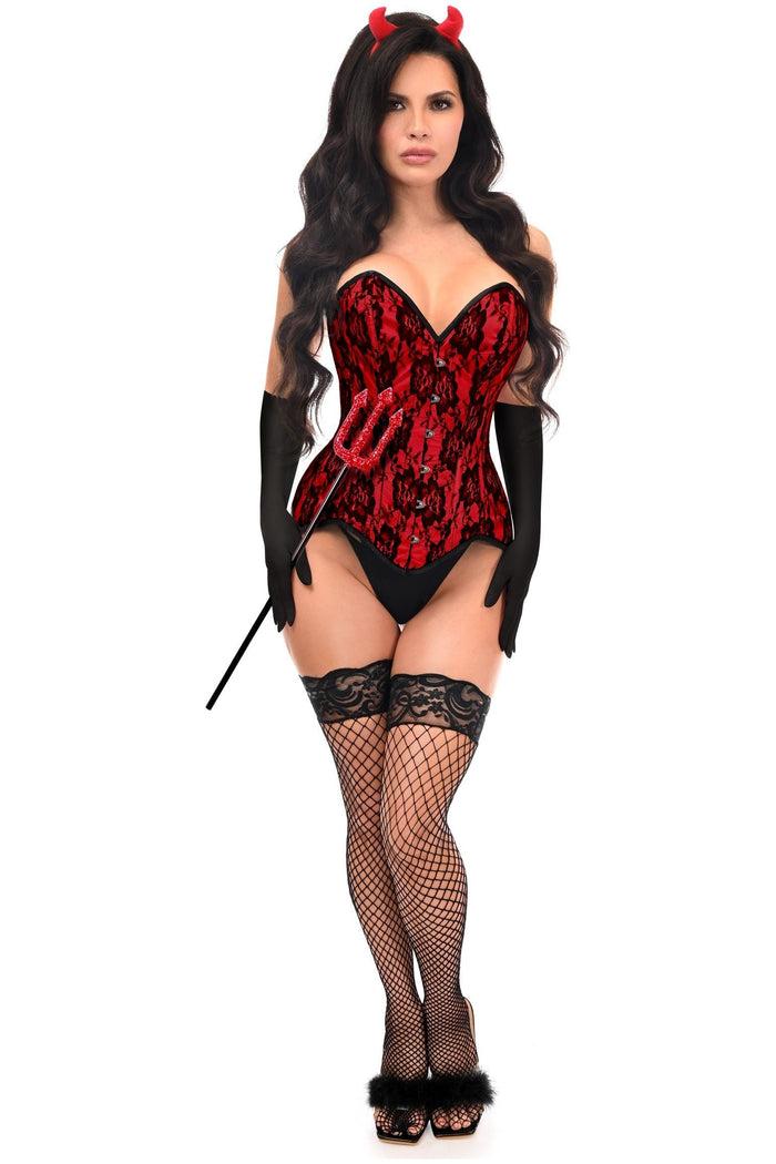 daisy beachwear Top Drawer 4 PC Premium Devil Corset Costume