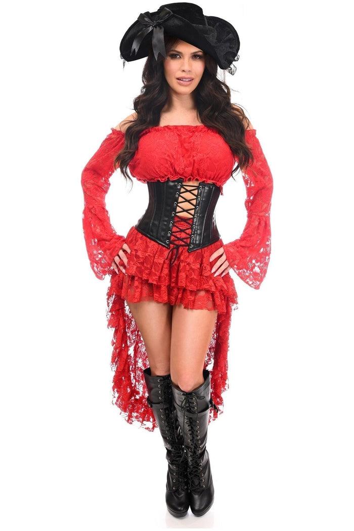 daisy beachwear Top Drawer 4 PC Red Premium Pirate Corset Costume