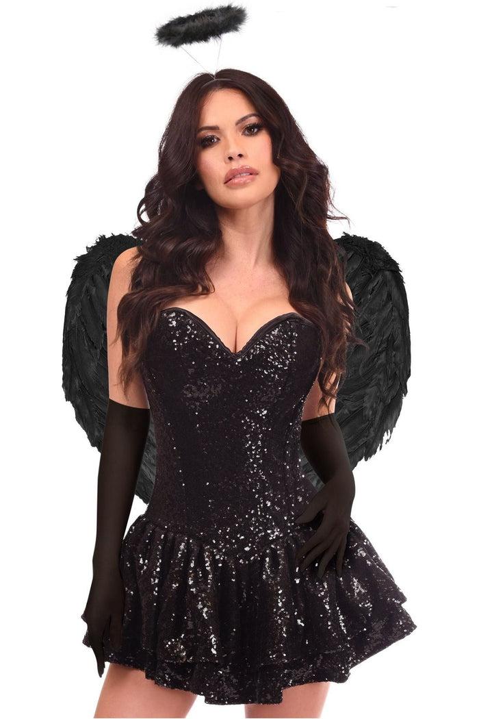 Daisy Beachwear Top Drawer 4 PC Sequin Dark Angel Corset Dress Costume