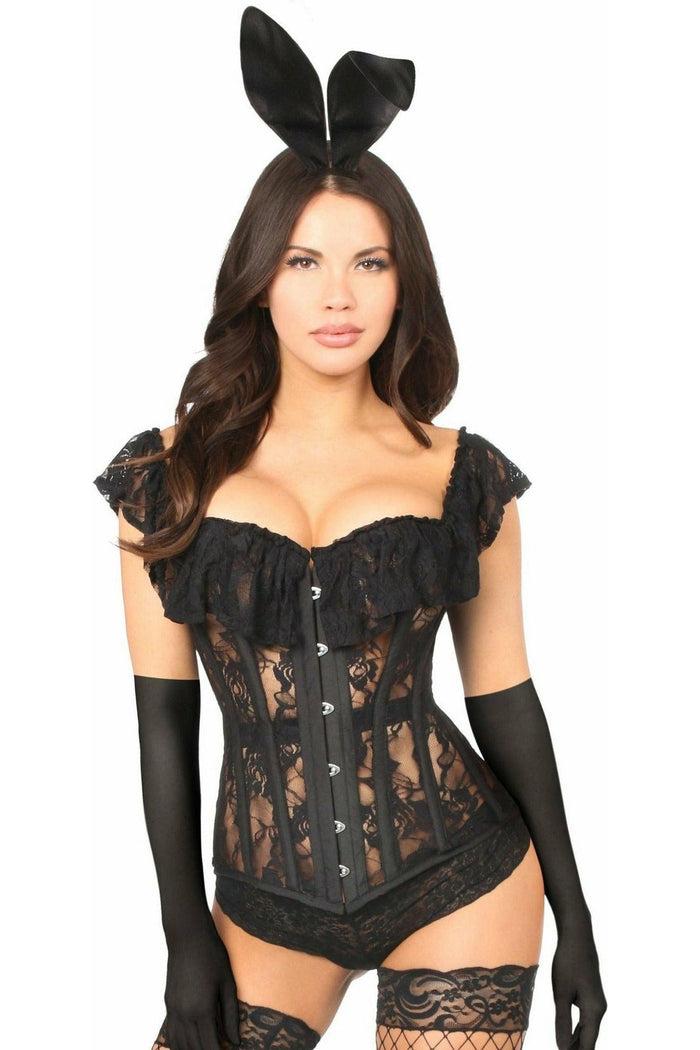 Daisy Beachwear Top Drawer 4 PC Sheer Lace Bunny Corset Costume