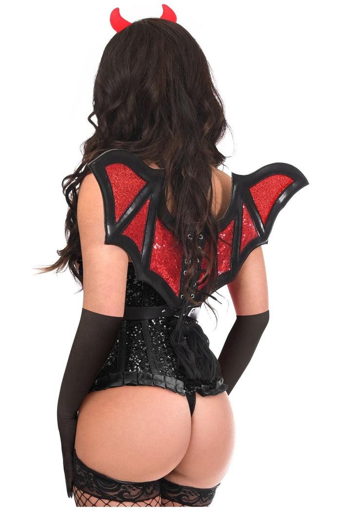 Daisy Beachwear Top Drawer 5 PC Black Sequin Devil Harness Corset Costume