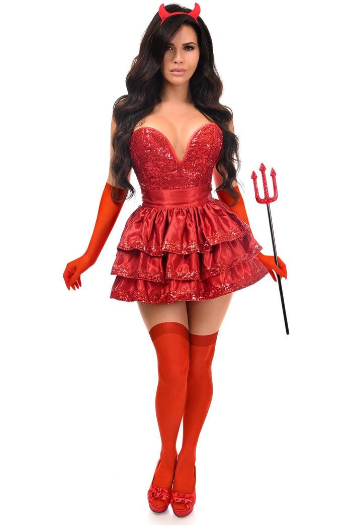 daisy beachwear Top Drawer 5 PC Red Sequin Devil Corset Costume