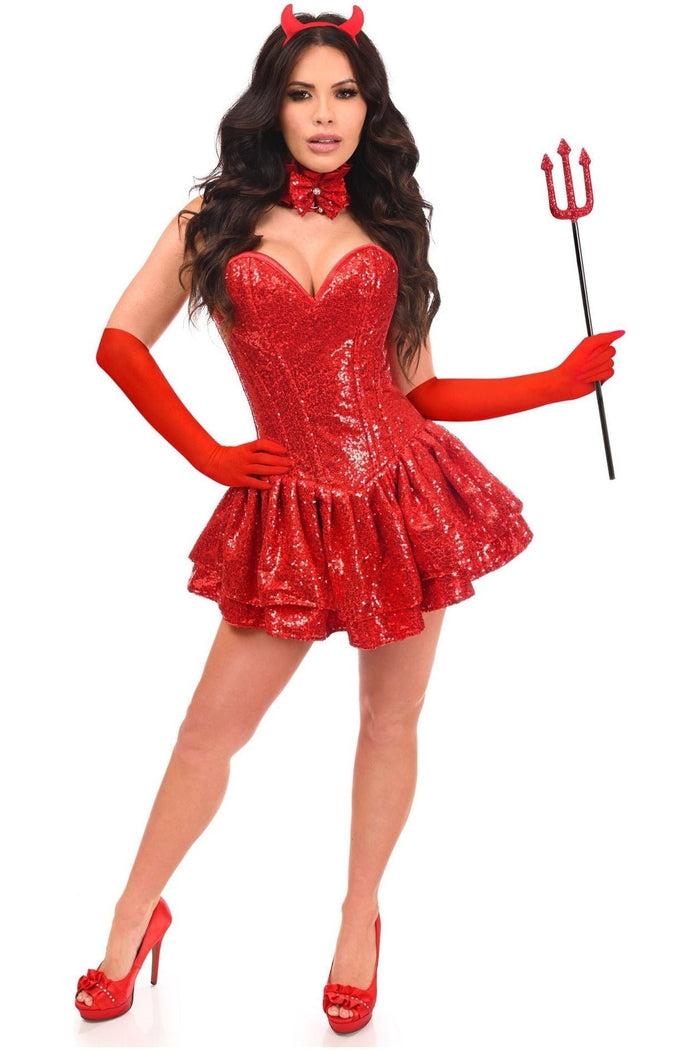 daisy beachwear Top Drawer 5 PC Sequin Devil Corset Costume