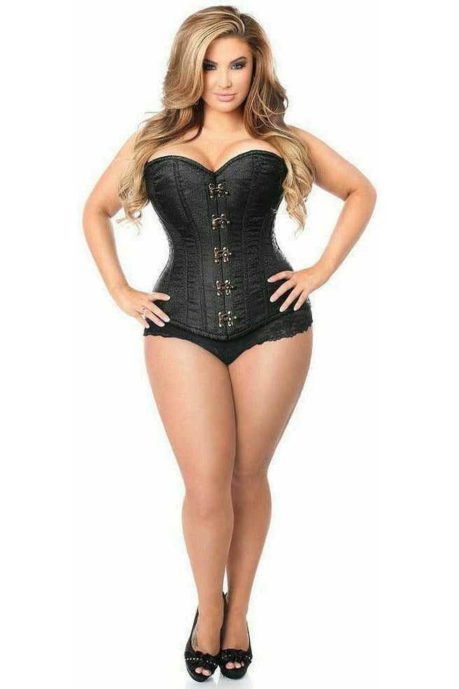 Daisy Beachwear Top Drawer Black Brocade Steel Boned Corset W/Clasp Closure