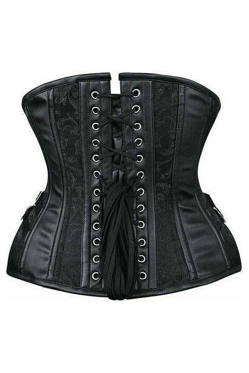 Daisy Beachwear Top Drawer Black Brocade Steel Boned Underbust Corset W/Buckles
