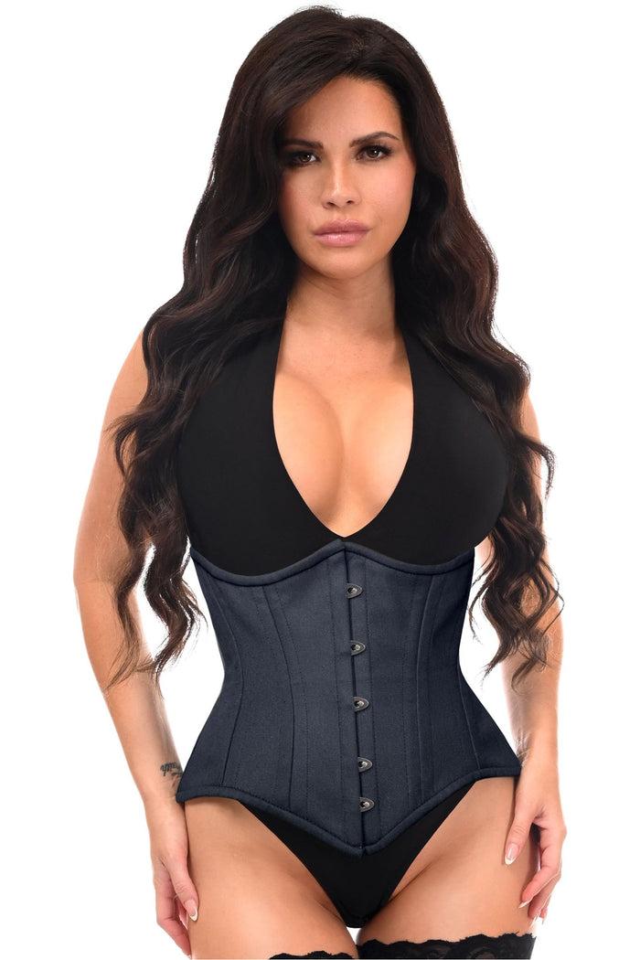 daisy beachwear Top Drawer Black Cotton Double Steel Boned Waist Training Corset Cincher
