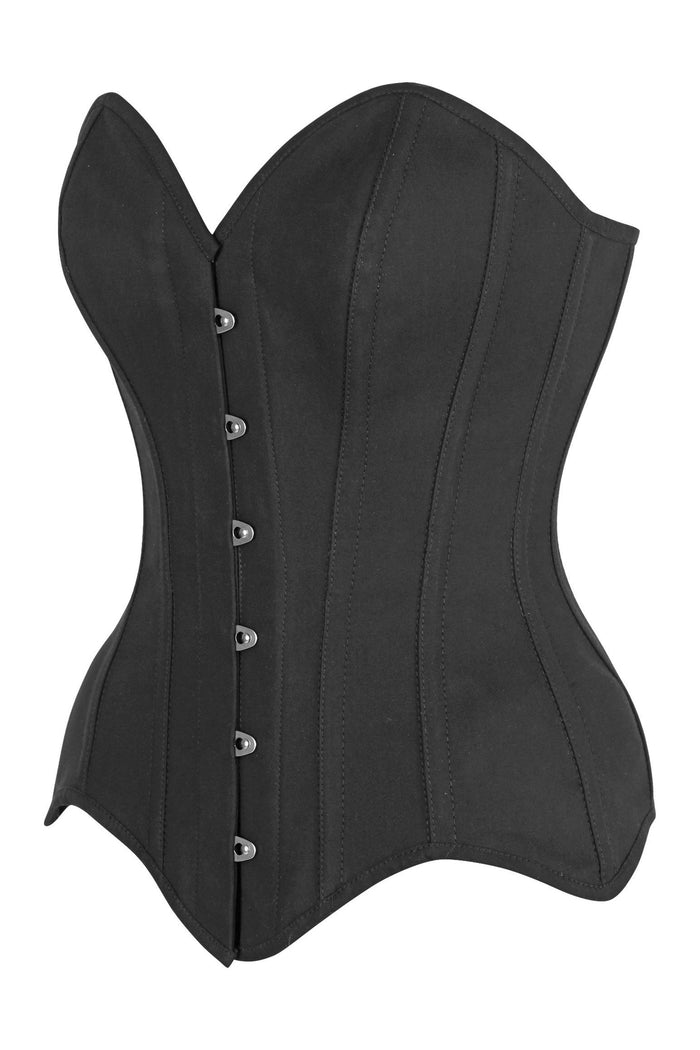 Daisy Beachwear Top Drawer Black Cotton Steel Boned Overbust Corset