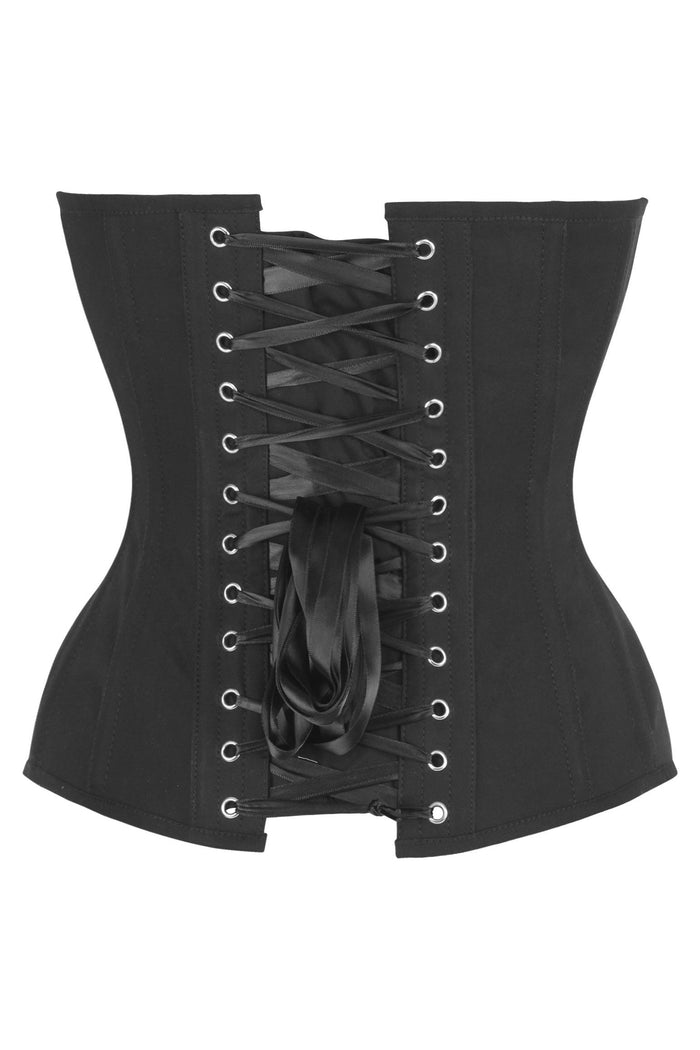 Daisy Beachwear Top Drawer Black Cotton Steel Boned Overbust Corset