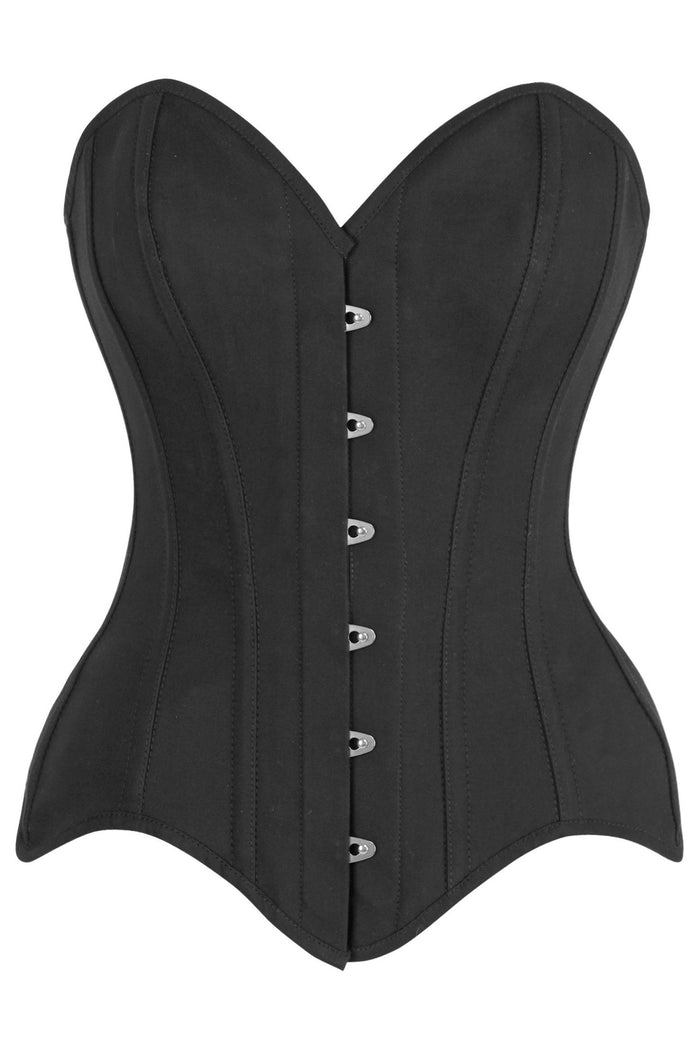 daisy beachwear Top Drawer Black Cotton Steel Boned Overbust Corset