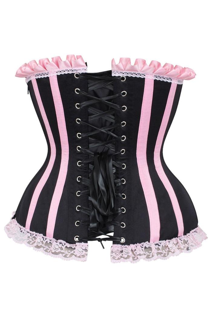 Daisy Beachwear Top Drawer Black/Pink Steel Boned Burlesque Corset