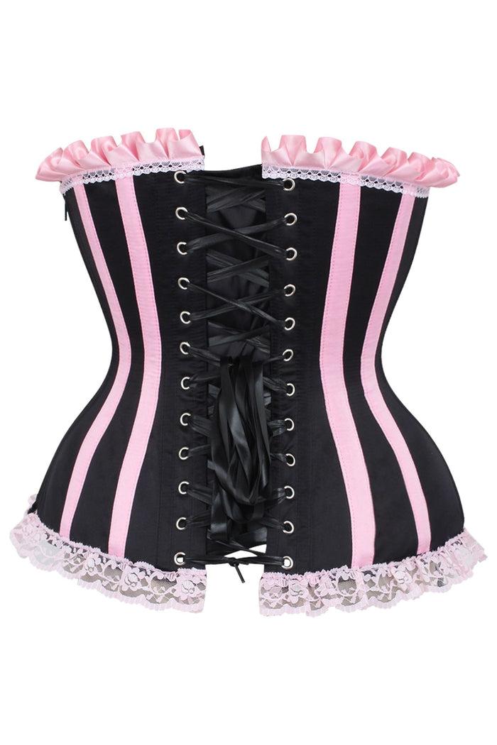 Daisy Beachwear Top Drawer Black/Pink Steel Boned Burlesque Corset
