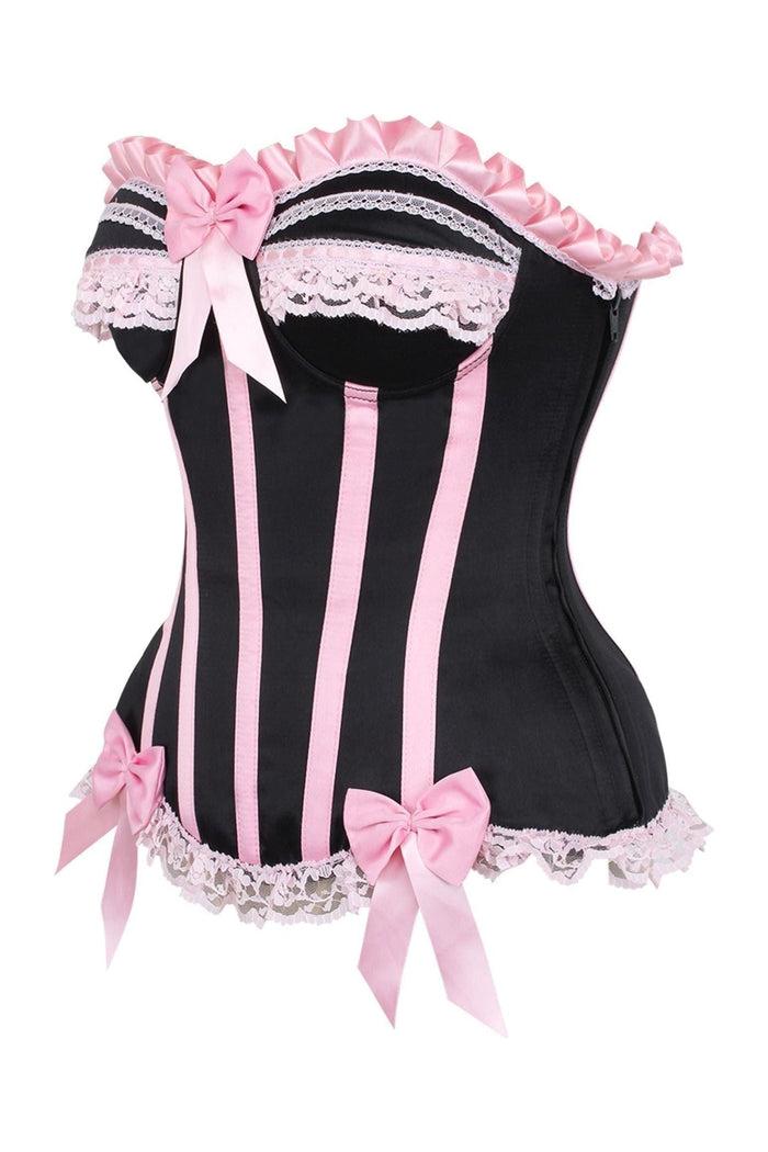 Daisy Beachwear Top Drawer Black/Pink Steel Boned Burlesque Corset