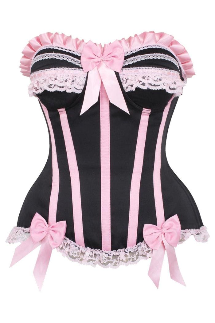 daisy beachwear Top Drawer Black/Pink Steel Boned Burlesque Corset