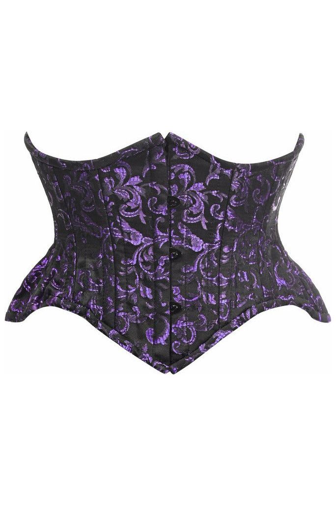 daisy beachwear Top Drawer Black/Purple Brocade Double Steel Boned Mini Cincher Corset