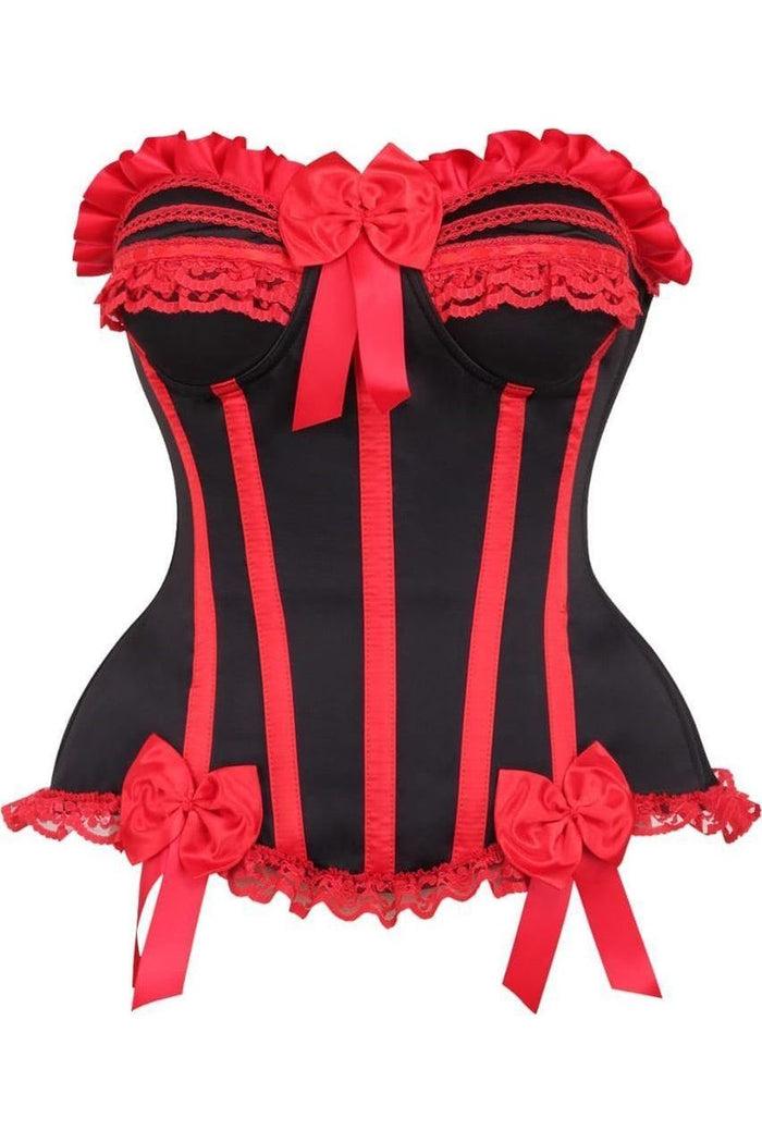 daisy beachwear Top Drawer Black/Red Steel Boned Burlesque Corset